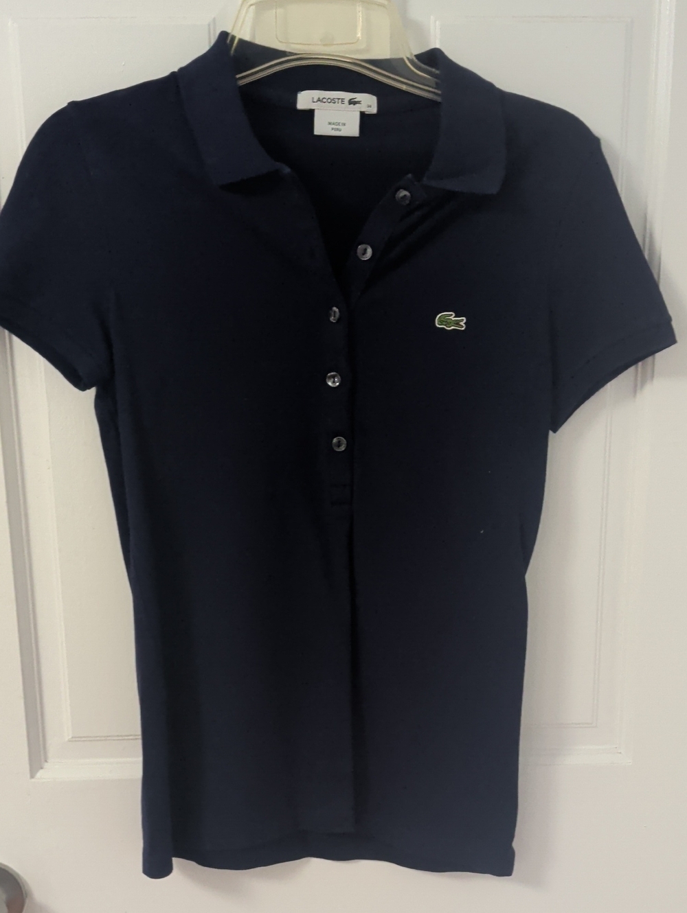 Lacoste Dark Blue Short Sleeve Polo with Crocodile Logo